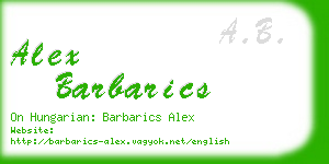 alex barbarics business card